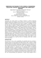 Embedding sustainability into chemical engineering education: Content development and competency mapping