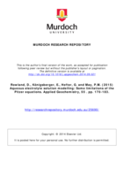 Aqueous electrolyte solution modelling: Some limitations of the Pitzer equations