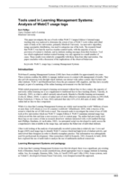 Tools used in learning management systems: Analysis of WebCT usage logs