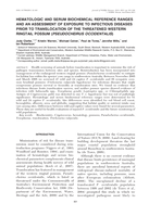 Hematologic and serum biochemical reference ranges and an assessment of exposure to infectious diseases prior to translocation of the threatened western ringtail possum (Pseudocheirus occidentalis)
