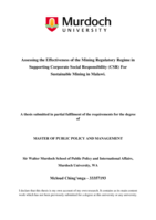 Assessing the effectiveness of the mining regulatory regime in supporting Corporate Social Responsibility (CSR) for sustainable mining in Malawi