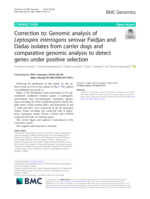 Correction to: Genomic analysis of Leptospira interrogans serovar Paidjan and Dadas isolates from carrier dogs and comparative genomic analysis to detect genes under positive selection