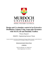 Design and co-simulate control of an extractive distillation column using Aspen plus dynamics with MATLAB and simulink toolbox