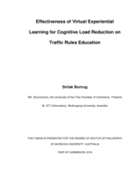 Effectiveness of virtual experiential learning for cognitive load reduction on traffic rules education