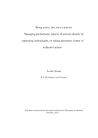 Being active, but not an activist: Managing problematic aspects of activist identity by expressing individuality, or taking alternative forms of collective action