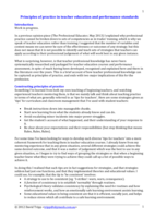 Principles of practice in teacher education and performance standards