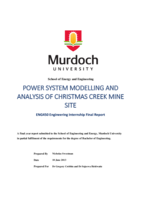 Power system modelling and analysis of Christmas Creek mine site