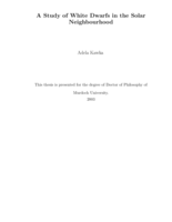 A study of white dwarfs in the solar neighbourhood