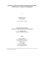 Enablers for corporate social and environmental responsibility (CSER) practices: Evidence from Bangladesh