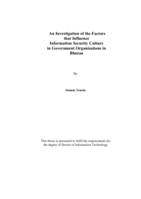 An investigation of the factors that influence information security culture in government organisations in Bhutan