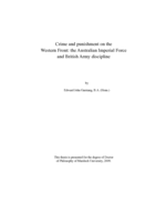 Crime and punishment on the Western Front: the Australian Imperial Force and British Army discipline