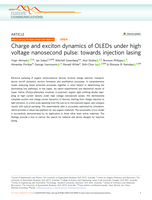 Charge and exciton dynamics of OLEDs under high voltage nanosecond pulse: towards injection lasing
