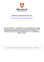 Behaviour change programs for water efficiency: Findings from North West and Metropolitan Residential Programs in Western Australia