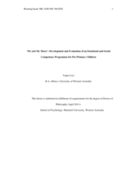 'Me and My Mates': Development and Evaluation of an Emotional and Social Competence Programme for Pre-Primary Children