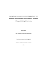 Learning designs incorporating animated pedagogical agents: Their potential for improving academic writing competence, writing self-efficacy, and reducing writing anxiety