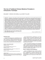 The use of traditional Chinese medicine principles in chiropractic technique