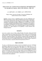 Trends in consanguineous marriage in Karnataka, South India, 1980–89