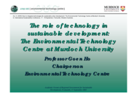 How to integrate technologies for sustainable urban development: The Environmental Technology Centre at Murdoch University