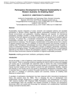 Participatory development for regional sustainability in Western Australia: An enabling state?