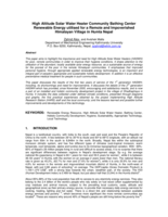 High altitude solar water heater bathing center: renewable energy utilised for a remote and impoverished Himalayan village in Humla Nepal