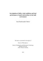 Investigation of inflow wind conditions and load performance of small wind turbines in the built environment