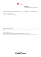 The Sulu Zone: Commerce and the evolution of a multi-ethnic polity, 1768-1898