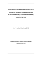 Development and improvement of clinical tools for rehabilitating endangered black cockatoos (Calyptorhynchus spp.) back to the wild