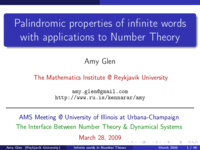 Palindromic properties of infinite sequences with applications to Number Theory