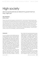'High society: Are our social sciences as relevant to government as they might be?'