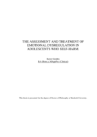 The assessment and treatment of emotional dysregulation in adolescents who self-harm