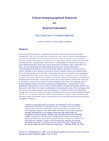Critical autobiographical research for science educators
