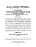 A case for establishing a nationally based program for sustainable energy and water use in the built environment