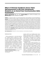 Effect of clinician feedback versus video self-assessment in 5th-year chiropractic students on an end-of-year communication skills examination