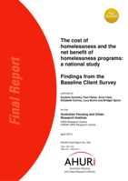 The cost of homelessness and the net benefit of homelessness programs: A national study. Findings from the Baseline Client Survey