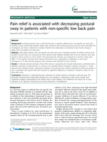 Pain relief is associated with decreasing postural sway in patients with non-specific low back pain