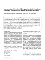 Assessment and modelling of chiropractic and allied healthcare in Australia: Background and need for a formal investigation