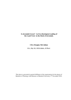 Is Jeremiah Green? An Eco-theological reading of the Land Texts in the Book of Jeremiah