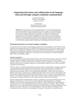 Supporting interaction and collaboration in the language classroom through computer mediated communication
