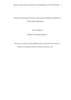 The Role of Social Identity Processes in Motivating and Sustaining Volunteerism in Victim Support Organisations