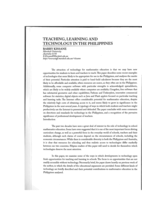 Teaching, learning and technology in the Philippines