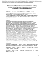Pathogenicity of Phytophthora species isolated from declining European blackberry (Rubus anglocandicans) in the natural ecosystems of South Western Australia