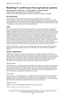 Modelling P runoff losses from agricultural systems