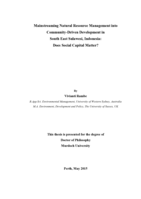 Mainstreaming natural resource management into community-driven development in South East Sulawesi, Indonesia: Does social capital matter?