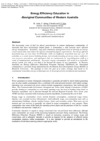 Energy efficiency education in aboriginal communities of Western Australia