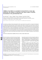 Addition of oat hulls to an extruded rice-based diet for weaner pigs ameliorates the incidence of diarrhoea and reduces indices of protein fermentation in the gastrointestinal tract
