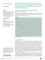 Aboriginal children and family connections to primary health care whilst homeless and in high housing mobility: observations from a Nurse Practitioner-led service