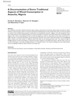 A Documentation of Some Traditional Aspects of Wood Consumption in Anaocha, Nigeria