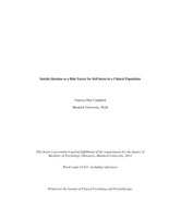 Suicide ideation as a risk factor for Self-harm in a clinical population