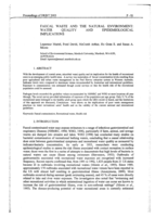 Faecal waste and the natural environment: Water quality and epidemiological implications