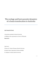 The ecology and host parasite dynamics of a fauna translocation in Australia